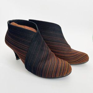 Anthropologie Black and Orange Ankle Booties